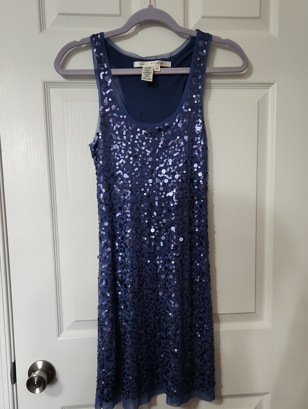 Y2K Glam Chic Cocktail Party Date Max Studio Very Peri Purple Sequin Midi Dress
